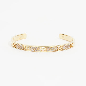 Fendi F Is Fendi Bracelet Gold Crystal Brass Medium