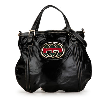 GUCCI Patent Dialux Britt Hobo Satchel