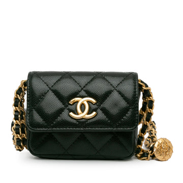 CHANEL CC Caviar Twist Your Buttons Flap Belt Bag Black