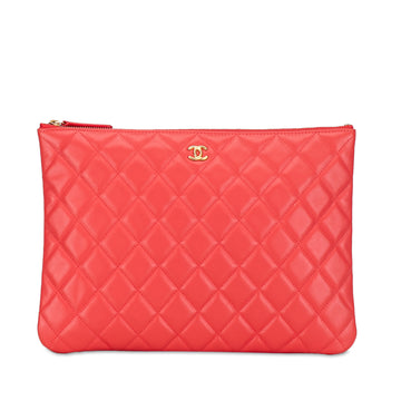 CHANEL Quilted Lambskin O Case Clutch Clutch Bag
