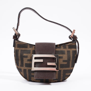 Fendi Mini Zucca Croissant Brown/Black Monogram Canvas