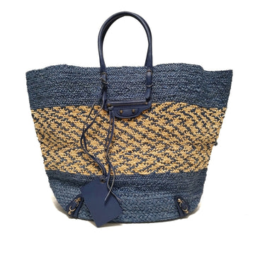 BALENCIAGA Motocross Raffia Panier Basket Tote Travel Bag