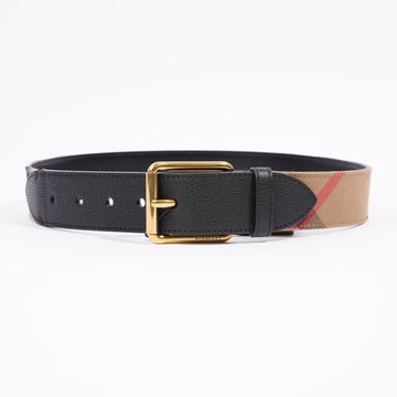 Burberry Buckle Belt Check Grained Leather 75cm 30