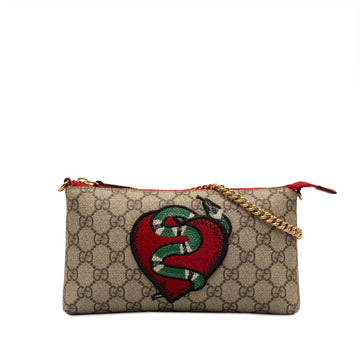 GUCCI GG Supreme Kingsnake Heart Pochette Baguette