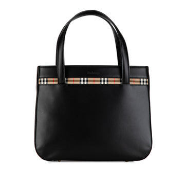 BURBERRY House Check Trimmed Leather Handbag