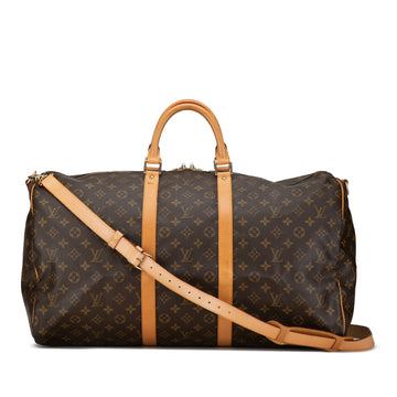 LOUIS VUITTON Monogram Keepall Bandouliere 55 Travel Bag