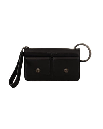 Dolce & Gabbana Men's Black Leather Wristlet Mini Bag Card Bill Wallet