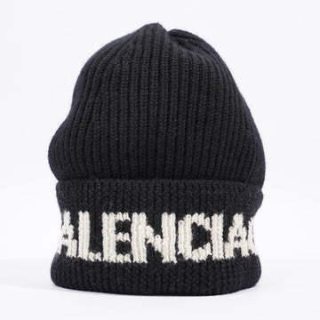 Balenciaga Logo Beanie Black / White Wool