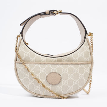 Gucci GG Half Moon Shape Mini Beige and white GG Supreme Coated Canvas