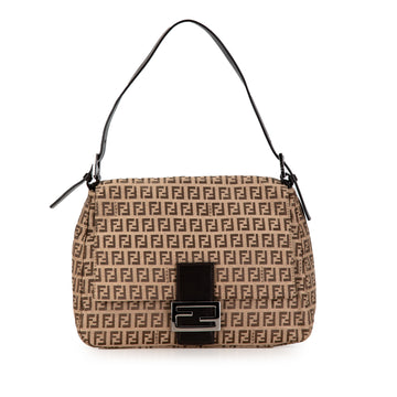 FENDI Zucchino Canvas Mamma Forever Shoulder Bag