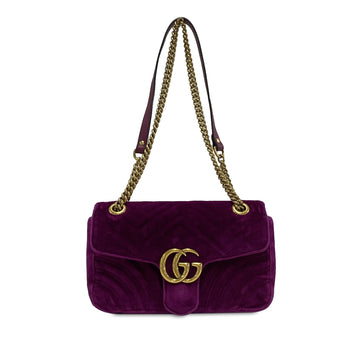 GUCCI Small Velvet GG Marmont Matelasse Crossbody Crossbody Bag