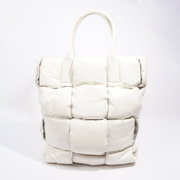 Bottega Veneta Padded Maxi Intrecciato XL Tote White Calfskin Leather XL