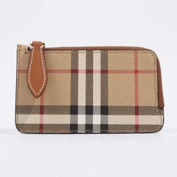 Burberry Card Case Brown / Red / Black Coated Canvas