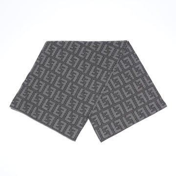 Fendi Logo Pattern Scarf Black / Grey Wool