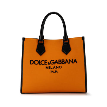 Dolce & Gabbana Canvas Embroidered Logo Edge Shopper Satchel