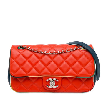 CHANEL Medium Quilted Lambskin Cuba Color Flap Red