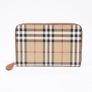 Burberry Check Travel Wallet Archive Beige Polyurethane