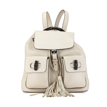 GUCCI Leather Bamboo Tassel Backpack