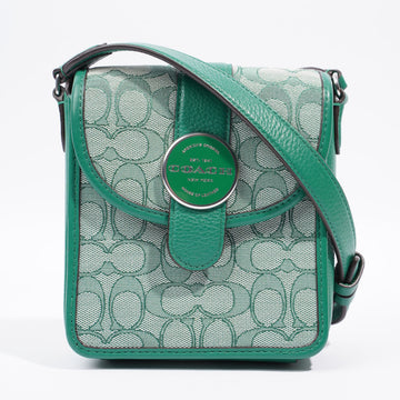 Coach North South Lonnie Green Signature Jacquard Canvas