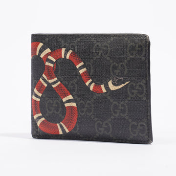 Gucci Kingsnake Print Wallet Black GG Supreme Coated Canvas