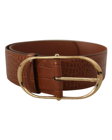 Dolce & Gabbana Women's Brown Wide Waist Leather Gold Oval Metal Buckle Belt