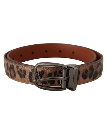 Dolce & Gabbana Women's Brown Leopard Embossed Leather Buckle Belt