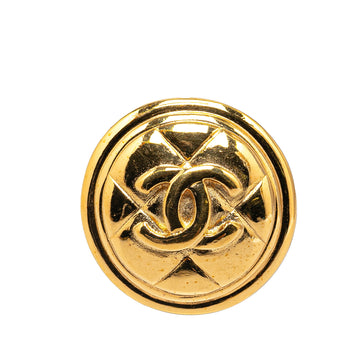 CHANEL Gold Plated CC Quilted Brooch Costume Brooch