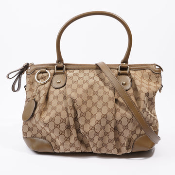 Gucci 2Way Shoulder Bag Beige / Brown Canvas