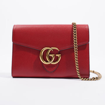 Gucci Marmont Chain Wallet Red Leather