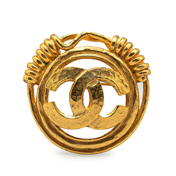 CHANEL Gold Plated CC Brooch Costume Brooch