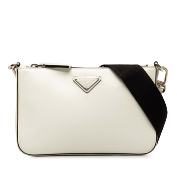 PRADA Brushed Leather Re-Edition Zip Messenger Crossbody Bag