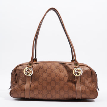Gucci Guccissima GG Interlocking Shoulder Bag Bronze Leather