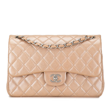 CHANEL Jumbo Classic Iridescent Caviar Double Flap Shoulder Bag