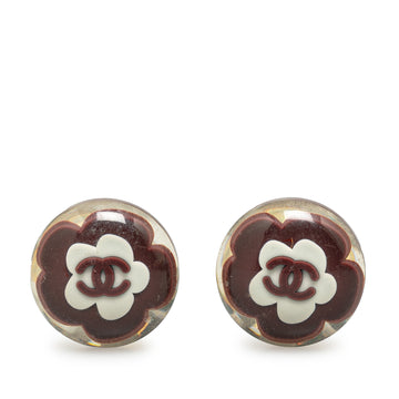 CHANEL Resin CC Flower Clip-On Earrings Costume Earrings