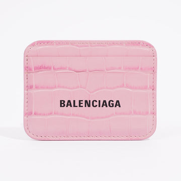 Balenciaga Croc Effect Card Holder Pink Leather