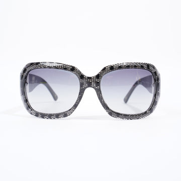 Chanel CC Lace Effect Sunglasses Black / White Logo Acetate 60mm 18mm