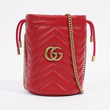 Gucci GG Marmont Bucket Bag Red Leather