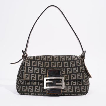 Fendi FF Monogram Baguette Black And Grey Canvas