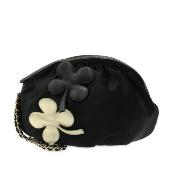 CHANEL Four Leaf Clover Satin Clutch Clutch Bag