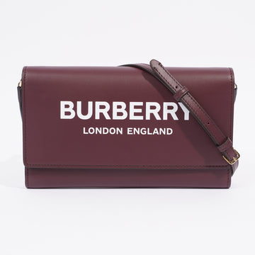 Burberry Hazelmere Wallet On Strap Mahogany Red Leather