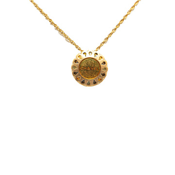 CHANEL Gold Plated Rhinestone Flower Pendant Necklace Costume Necklace