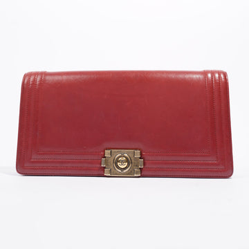 Chanel Boy Flap Clutch Red Leather