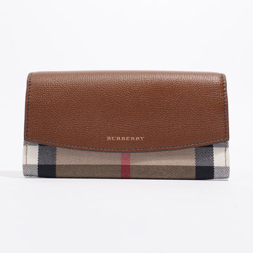 Burberry Long Purse Oak / Check Leather