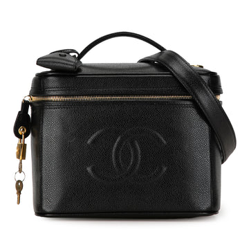 CHANEL CC Caviar Vanity Train Case Vanity Bag