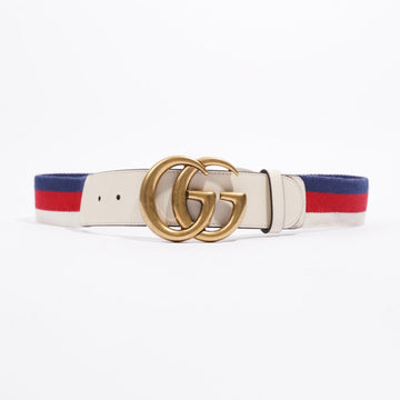 Gucci GG Marmont Belt White / Red / Blue Canvas 75cm 30