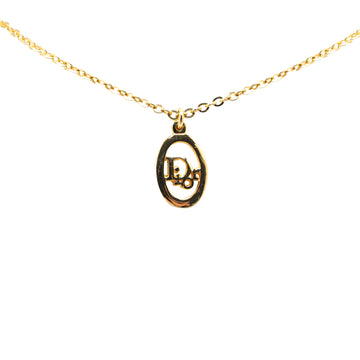 DIOR Gold Plated Logo Pendant Necklace Costume Necklace