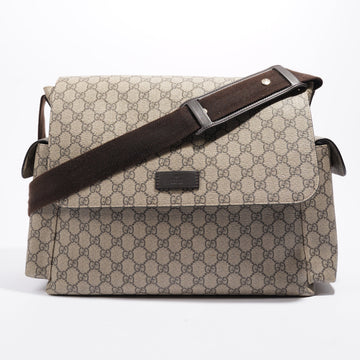 Gucci Baby Changing Bag Beige And Ebony GG Supreme Coated Canvas