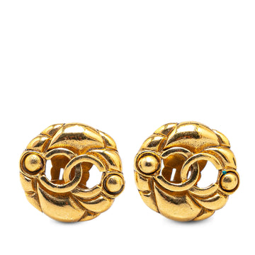 CHANEL Gold Plated CC Clip on Earrings Costume Earrings