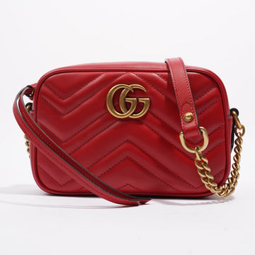 Gucci Marmont Zip Red Matelasse Leather Mini