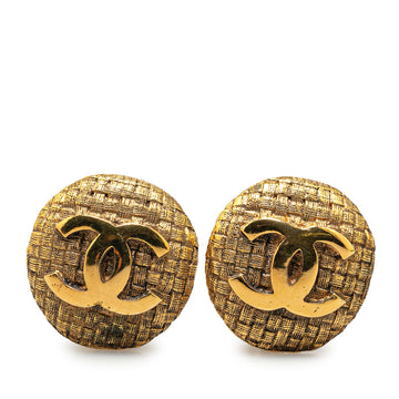 CHANEL Gold Plated CC Clip On Earrings Costume Earrings